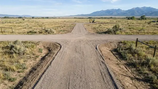 Rural private driveway connecting to an existing roadway in Costilla County Colorado