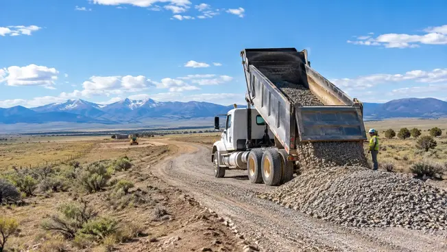 Rural gravel delivery project for a driveway and property access route in Costilla County Colorado