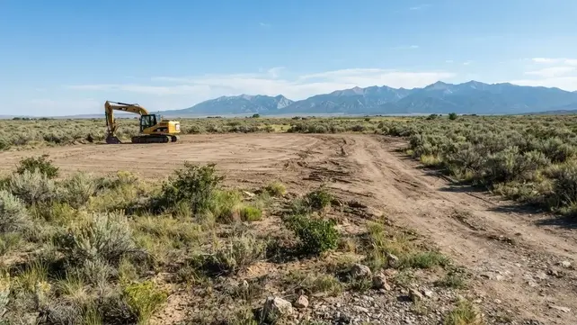 Rural Costilla County property with a defined cleared development area and access route while surrounding acreage remains natural