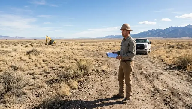 Excavation contractor reviewing a rural property access route and proposed work area before preparing a site specific estimate