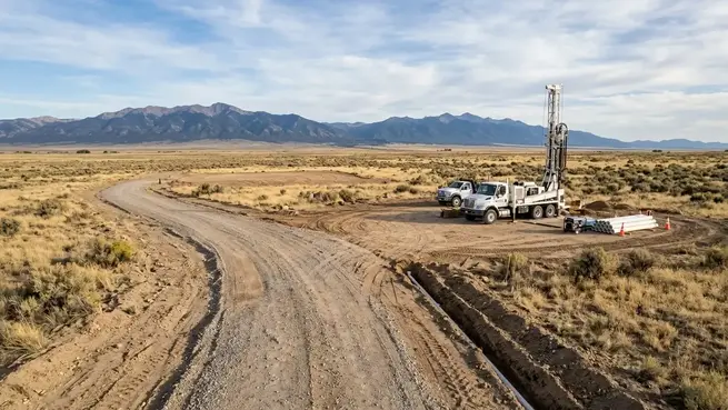 Rural Costilla County property being prepared for private well development with a graded access route and open drilling area
