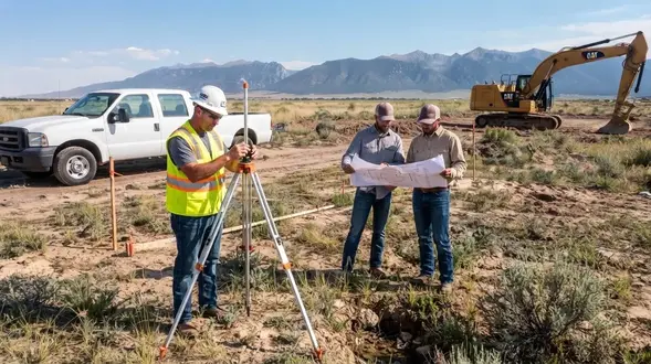 Rural Costilla County homesite being evaluated for house pad placement, access, drainage, and surrounding site conditions