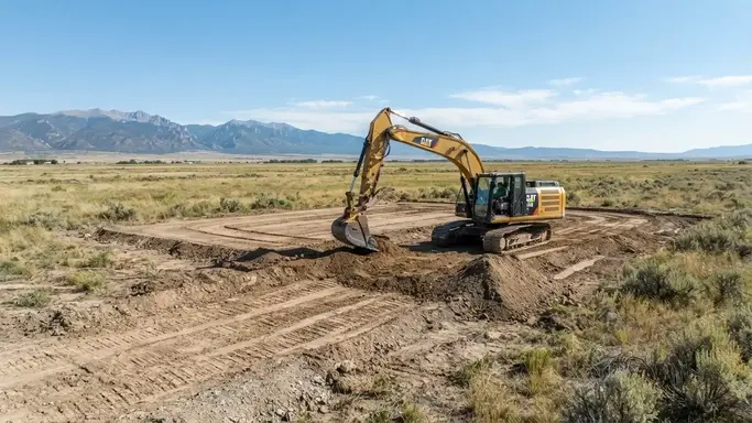Rural land grading and leveling project on open property in Costilla County Colorado
