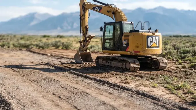 Prepared rural well site with graded access, excavation area, and construction equipment on Costilla County acreage